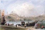 Plovoucí dřevěný most Istanbul, Turecko
